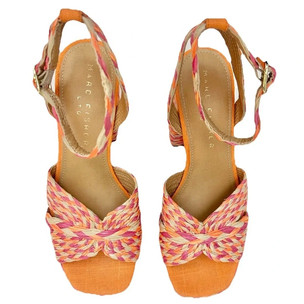 Marc Fisher Wedge Heel 6M MLJANIE Platform Sandal Shoe Accessory Women Clothing